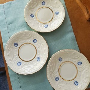 Set of 3 Steubenville plates saucers with gold trim