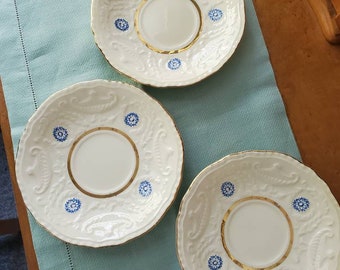 Set of 3 Steubenville plates saucers with gold trim