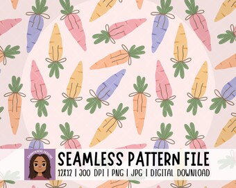Pastel naadloos paaspatroon regenboogwortelen - lente digitaal papier voor kinderdagverblijf, babyshower en plakboek