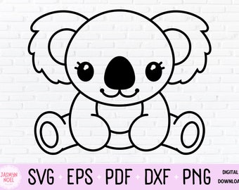 Cute Baby Koala Bear Clipart, PNG, & SVG Outline