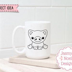 Cute Kawaii Baby Pig Outline Clipart PNG &amp; SVG Cut File - Etsy