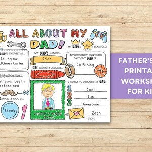All About My Dad Printable Fill in the Blank Questionnaire Coloring ...