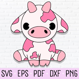 Strawberry Cow SVG | Pink Cow Clipart | Cute Cow PNG | Baby Cow Printable | Multilayer Cut File For Cricut Silhouette & Glowforge
