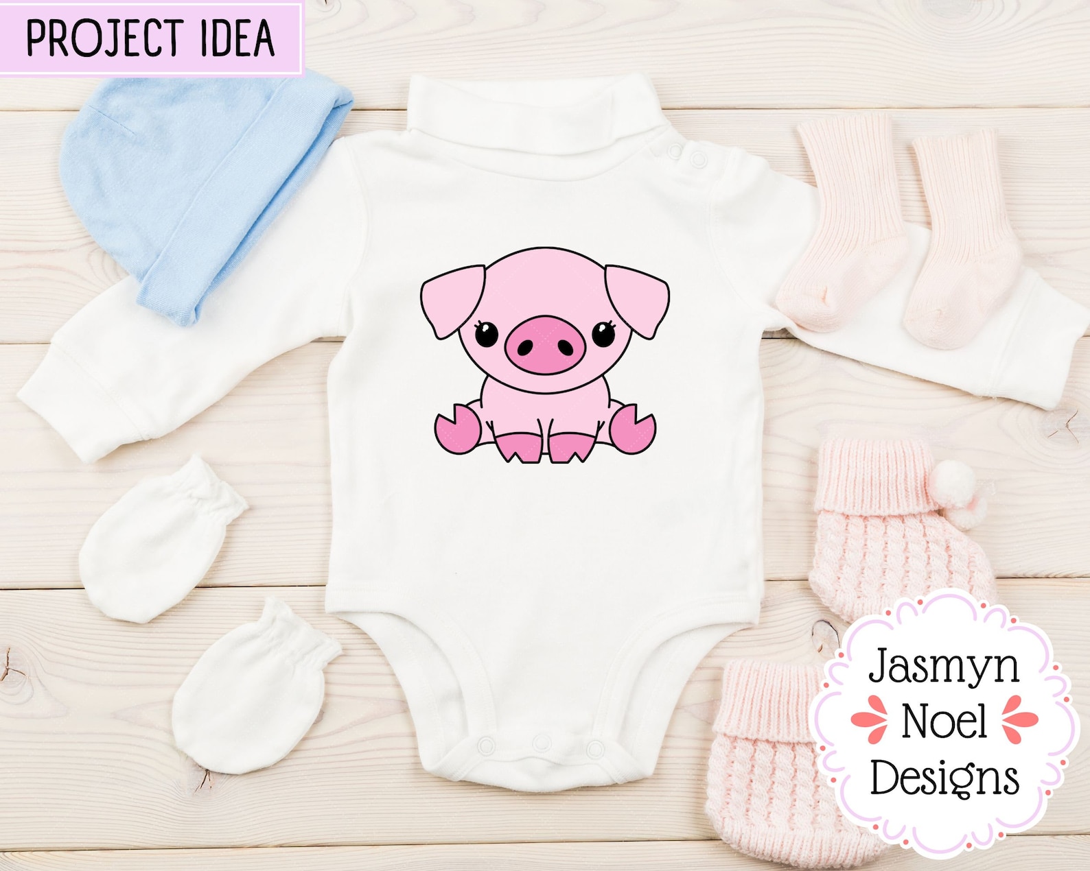 Cute Kawaii Baby Pig Clipart PNG &amp; SVG Bundle - Etsy