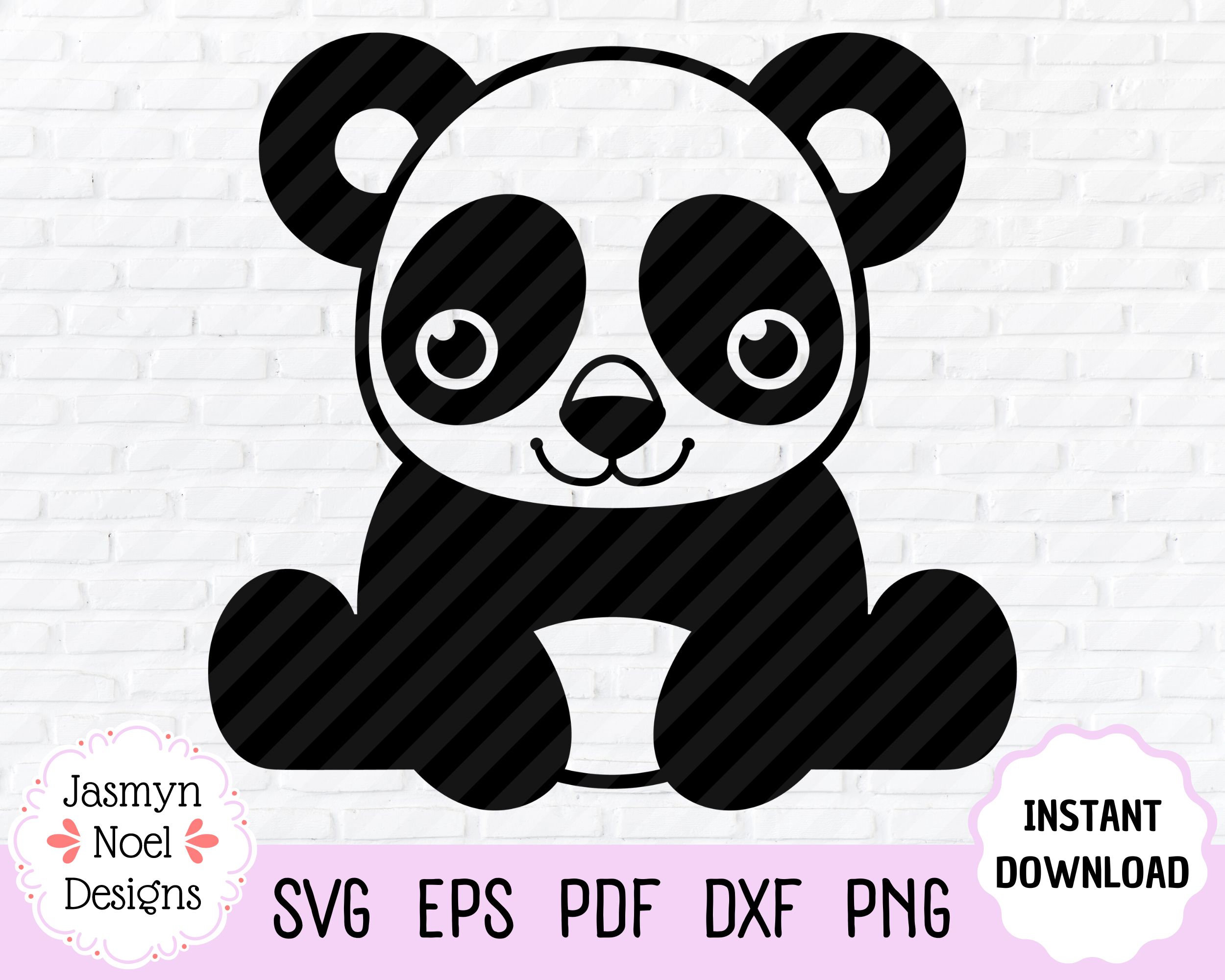 Cute Panda Bear Outline Clipart PNG & SVG Cut File Design - Etsy Australia