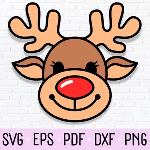 Cute Christmas Reindeer Clipart, PNG e SVG File di taglio