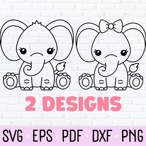 Boy en Girl Elephant Outline SVG, PNG, & DXF - Perfect voor Gender Reveal, Safari Theme Nursery, Jungle Baby Shower of Zoo Birthday Party