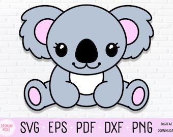 Cute Baby Koala Bear Clipart, PNG, & SVG Cut File