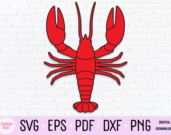 Crawfish SVG, Crayfish PNG, Crawdaddy Vector, Crawdad Sublimation, Crab Boil dxf, New Orleans Clipart, Seafood Clip Art, NOLA Laser Cut File