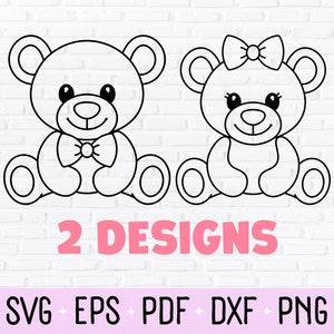 Leuke jongen en meisje teddybeer overzicht clipart, PNG, DXF, SVG cut-bestand | Babyshower, Gender Reveal Party, Zwangerschapsaankondiging, Kwekerij Art