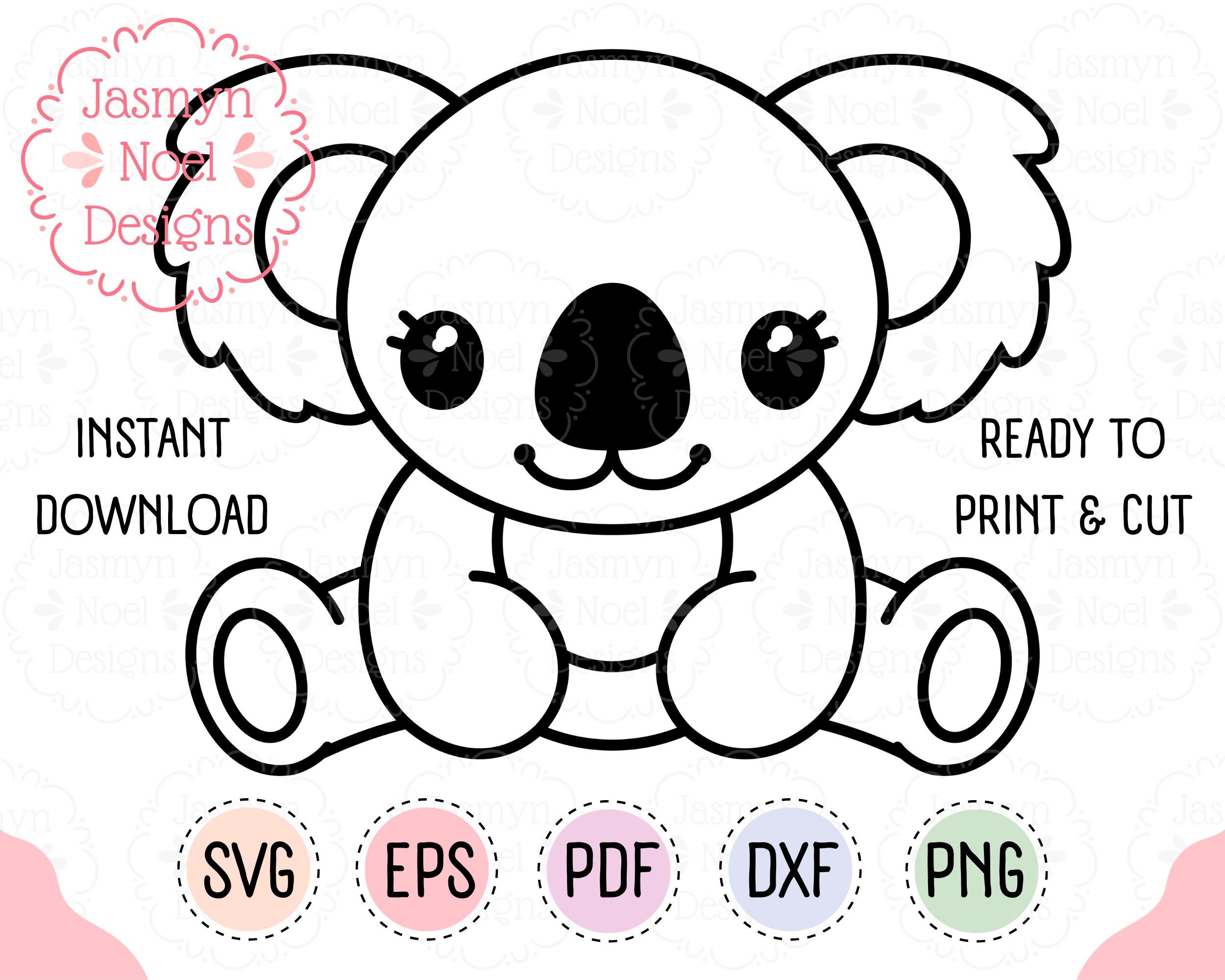 Cute Baby Koala Bear Clipart PNG & SVG Outline - Etsy