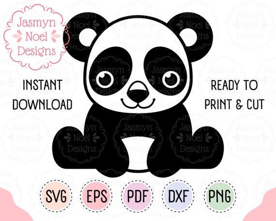Cute Panda Bear Outline Clipart PNG & SVG Cut File Design - Etsy