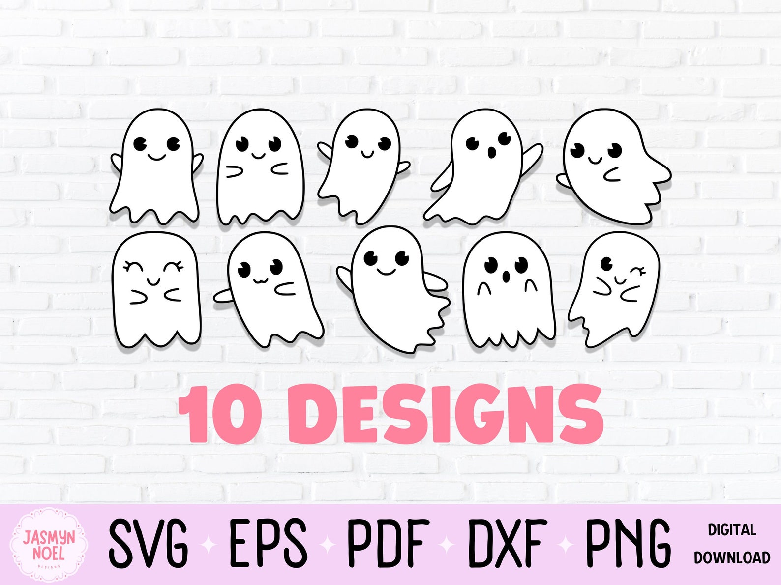 Cute Ghost SVG Halloween Bundle | Boo SVG | Cute Ghost Clipart | Kawaii ...