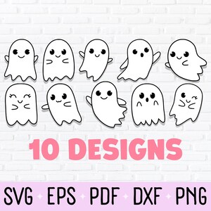 Cute Ghost SVG Halloween Bundle | Boo SVG | Cute Ghost Clipart | Kawaii Ghost PNG | Multilayer Cut Files For Cricut Silhouette & Glowforge
