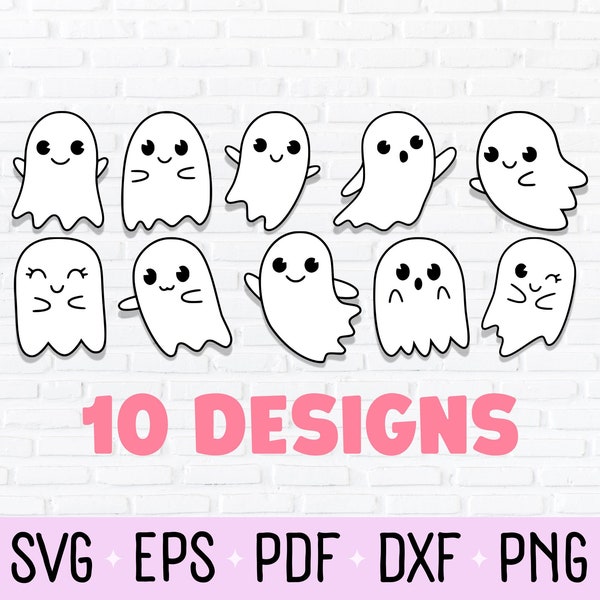 Cute Ghost SVG Halloween Bundle | Boo SVG | Cute Ghost Clipart | Kawaii Ghost PNG | Multilayer Cut Files For Cricut Silhouette & Glowforge