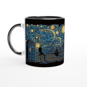 DOCTOR WHO- The Van Gogh, Timey Wimey one. Doctor and the Tardis,  Van Gogh painting setting. Doctor Who Fan mug, Lovely Whovian gift!