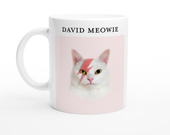 DAVID MEOWIE! Gorgeous mug for any cat/David Bowie fans! A lovely, fun gift for anyone. Available in other colours. x