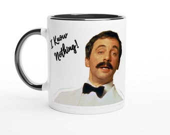 The Brilliant Manuel! He knows nothing! Que? - Excuse him, he's from Barcelona! Fawlty Towers character mug /gift for him/her