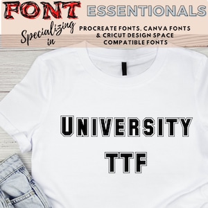 Fonte TTF colegiada | Fonte College True Type para Canva, Cricut Design Space e Procreate
