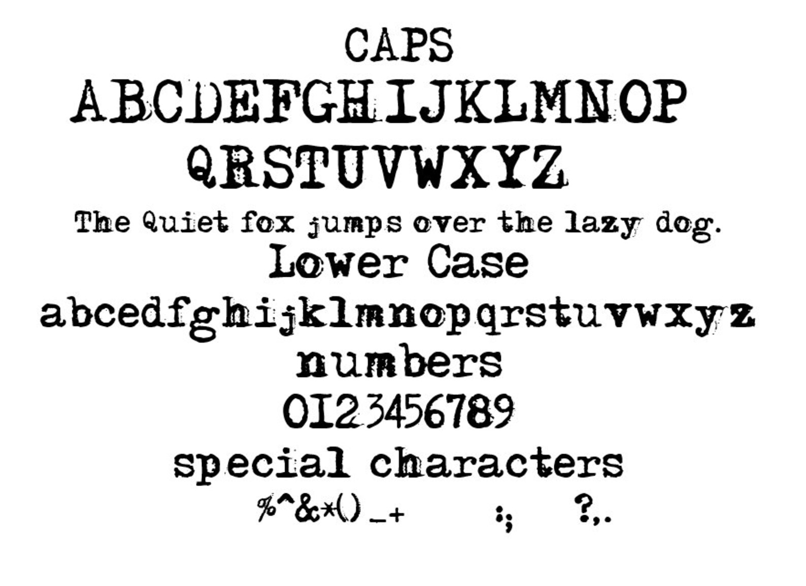 Messy Old Typewriter Font TTF Easy to Read, Old Narrow Printed True