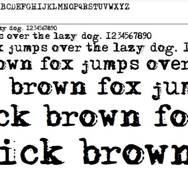 messy old Typewriter Font TTF Easy to Read, Old Narrow printed True Type Font Procreate Windows & Mac Cricut Design Space, Silhouette