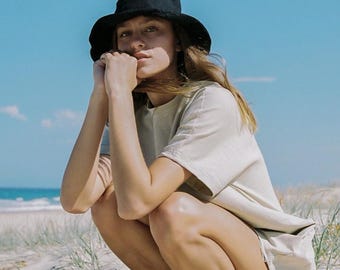 Women's Everyday Summer Bucket Hat — Packable, Foldable UV Sun Protection, Cotton Linen Sun Hat, Moldable Wire Brim