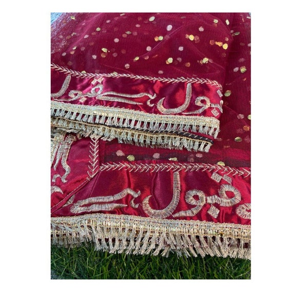 Maroon Nikkah Duppatta, Qabool Hai, Bridal Dupatta, Dulhan, Shaadi, Maroon duppata, Pakistani wedding, Muslim, traditional