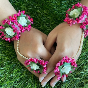 Artificial Hand Gajra set/ Flower bracelet/ floral/ Bridal/ wedding Guests/ Haldi/Mehndi/Sangeet/ mayoon/ haath gajra/ bangles/ artificial