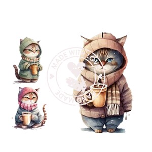 Kitten with a Coffee Clipart, Kitten Clipart, Cat Clipart, Kitten Clip Art, Cute Cat Clipart, JPGs, Commercial Use, Digital Download