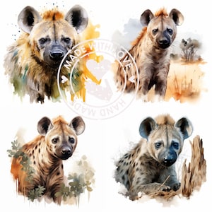HYENA PNG , Water Color CLIPART, Jungle Animals Png, Digital Download Commercial Use Safari Animal Transparent Clipart Designs