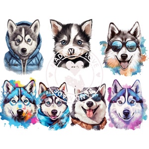 Husky clipart, Husky clip art, Sibarian husky, JPGs, Watercolor Clipart, Digital Download, Card Making,Clip Art, Digital Paper Craft