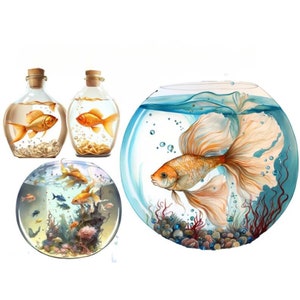 金魚のクリップアート、水族館のクリップアート、魚のクリップアート、魚のクリップアート、水彩画のクリップアート、JPG、水彩画、商用利用、デジタルダウンロード