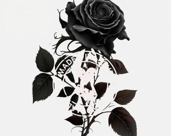 Watercolor Black Rose Clipart: Floral Art, Commercial Use (Digital Download)