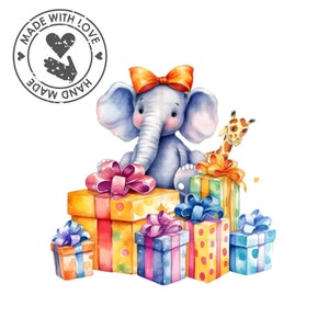 Gelukkige verjaardag aquarel cliparts. PNG verjaardag dieren clipar, instant digitale download, commercieel gebruik