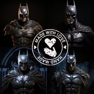 The dark knight, the dark knight poster, bust of the dark knight, superhero, created with AI