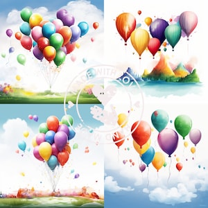 Balloons Clipart - 10 High Quality JPGs - Digital Download - Card Making, Mixed Media, Digital Paper Craft