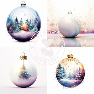 Christmas Bauble Clipart - 10 High Quality JPGs - Digital Download - Card Making, Mixed Media, Digital Paper Craft