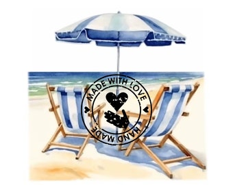 Strand Ansichten Aquarell Clipart: Sommer Meer Grafiken (digitaler Download)