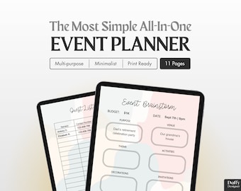 Event Planner Template: All-In-One, Minimalist Design (11 Pages)