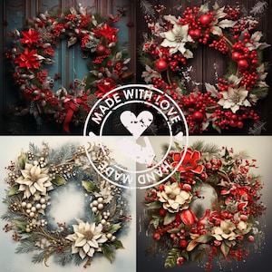 Christmas wreath, High Quality JPGs, Digital Download - Card Making, Mixed Media, Digital Paper Craft, Christmas clipart