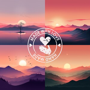 Paysage minimaliste, beau paysage minimaliste, beau lever de soleil,