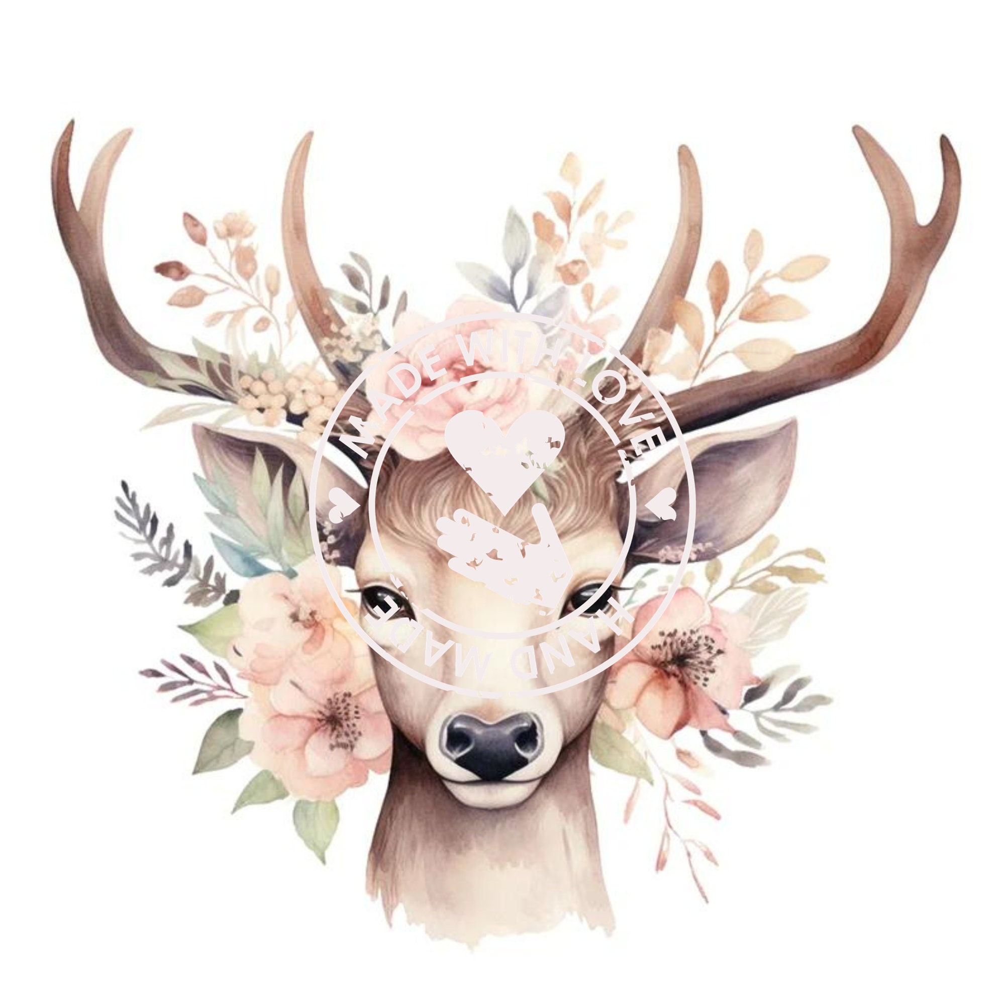 Deer and Flowers Clipart PNG, Deer Png, Boho Cute Fawn Clipart PNG ...