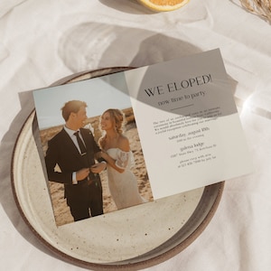 ARIA Modern Elopement Party Invitation | Simple Elopement Party Invitation | Happily Ever After Party Invitation | Editable Canva Template