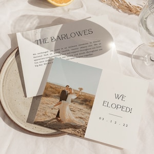 ARIA Modern Elopement Announcement | Minimalist Elopement Announcement and Photo | Modern We Eloped Card | We Tied the Knot | Canva Template