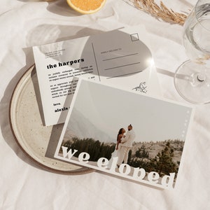 Gebirgskette Elopement Ansage | Yosemite We Eloped Karte | Elopement Announcement Postkarte | Digitaler Download | Canva Template
