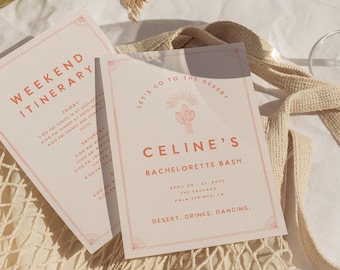 Desert Bachelorette Party Itinerary Canva Template: Hand-Drawn Cactus (Digital Download)