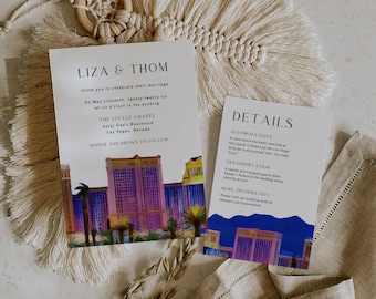 Las Vegas Wedding Invitation: Editable Canva Template (Digital Download)