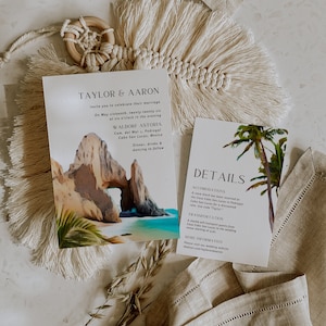 PAOLA Cabo Wedding Invitation | Cabo San Lucas Elopement Invitation | Mexico Wedding Invitation | Editable Canva Template | Digital Download