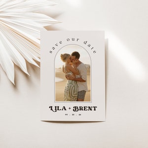LILA Minimalist Arch Save the Date | Retro Save the Date Card | Simple Retro Save the Date | Digital Download | Editable Canva Template