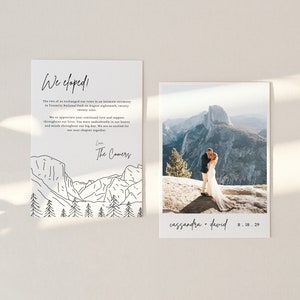 HAZEL Yosemite Elopement Announcement | Mountain Range We Eloped Card | Yosemite We Eloped Card | Digital Download | Canva Template